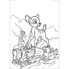 coloring page: Coloring picture of Bambi and his friends