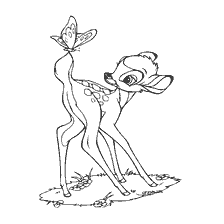 coloring page: Bambi and Butterfly Coloring