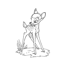 coloring page: Bambi is a little deer on a coloring book