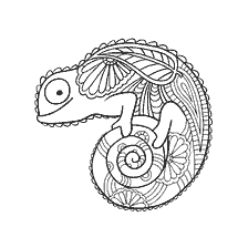 kleurplaat: Anti-stress kameleon kleuren met patronen