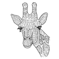 kleurplaat: Anti-stress giraffe kleuren met gedetailleerde patronen