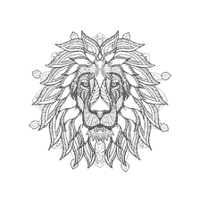 kleurplaat: Antistress kleurling leeuw met patronen