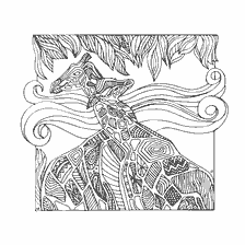 kleurplaat: Giraffe met patroon textuur voor kleuren