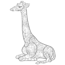 kleurplaat: Kleuren van een giraffe met patronen voor anti-stress