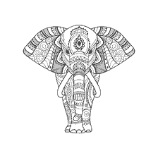 kleurplaat: Kleuren van een olifant met patronen voor anti-stress