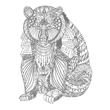 kleurplaat: Kleuren van de beer in de stijl van anti-stress voor volwassenen