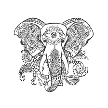 kleurplaat: Kleuren van een olifant in anti-stress stijl