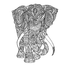 kleurplaat: Kleuren van een olifant voor volwassenen