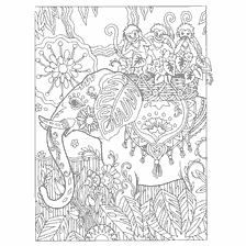 kleurplaat: Kleuren voor volwassenen met het beeld van een olifant en apen