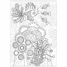 coloring page: Anti-stress coloring with sea fish