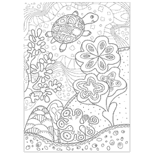 coloring page: Anti-stress coloring with turtle and coral