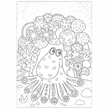 coloring page: Coloring for adults with an image of an octopus and flowers