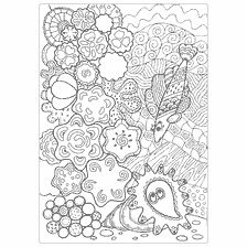 coloring page: Coloring for adults with the image of marine life and the underwater world