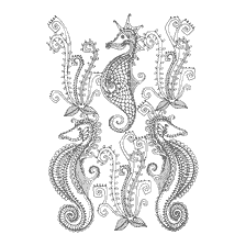 coloring page: Drawing seahorses in anti-stress coloring