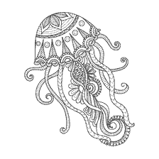 coloring page: Anti-stress jellyfish coloring in Zentang style