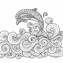 coloring page: Coloring of a dolphin jumping out of the waves