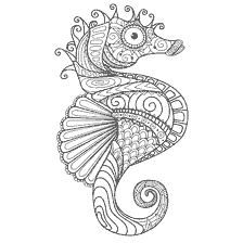 coloring page: Anti-stress coloring seahorse