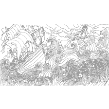 coloring page: Coloring for adults anti-stress Sea Storm