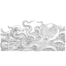 coloring page: Coloring for adults anti-stress with an image of an octopus in the sea