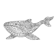 coloring page: Anti-stress coloring whale with patterns