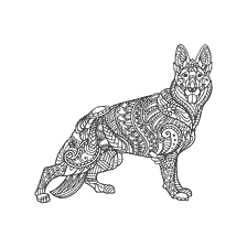 coloriage: Coloration pour adultes avec l'image d'un berger allemand