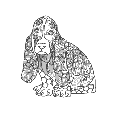 coloriage: Coloration anti-stress avec l'image Basset Hound