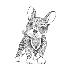 coloriage: Coloration pour adultes anti-stress avec l'image du Bulldog fran&ccedil;ais