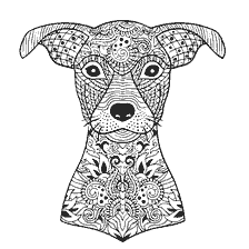 coloriage: Chien colorant anti-stress avec motifs