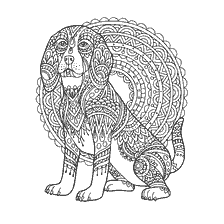coloriage: Couleur race de chien Beagle dans le style anti-stress