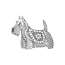 coloriage: Chien de coloration anti-stress Scotch Terrier