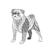 coloriage: Pug de coloration anti-stress avec des motifs