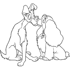 coloriage: Coloriage Lady et Tramp: Lady et Tramp &eacute;changent des looks