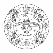 kolorowanka: Kolorowanie stylu Día de los Muertos z czaszkami i kaktusami