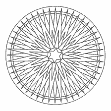 kolorowanka: Kolorowanie mandala z geometrycznymi wzorami w formie kolców