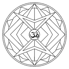 kolorowanka: Kolorowanie mandala geometryczna z symbolem Om.