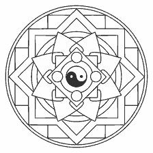 kolorowanka: Yin- Yang Mandala dla kolorowanie