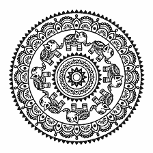 kolorowanka: Czarno-białe kolorowanki mandala z wizerunkiem słoni