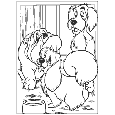 coloriage: Caract&egrave;res color&eacute;s du dessin anim&eacute; Lady and Tramp