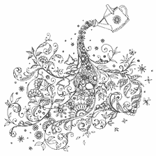 kleurplaat: Kleurplaten voor volwassenen met bloemen en besproeiingsdoek