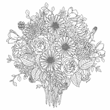 kleurplaat: Anti-stress kleurboek voor volwassenen met een boeket bloemen
