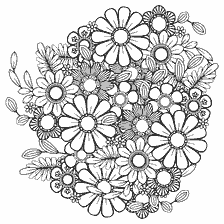 kleurplaat: Kleurende bloemen voor volwassenen