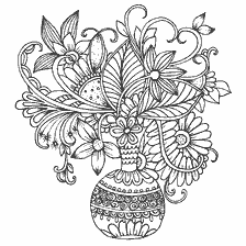 kleurplaat: Anti-stress kleuren bloemen in een vaas