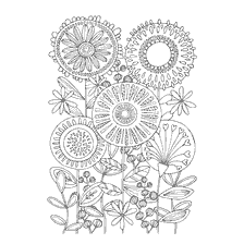 kleurplaat: Kleuren voor volwassenen met een tekening van bloemen in een anti-stress stijl