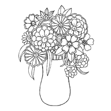 kleurplaat: Kleurplaten voor volwassenen anti-stress - bloemen in een vaas