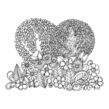 kleurplaat: Kleurplaten voor volwassenen met bomen en bloemen