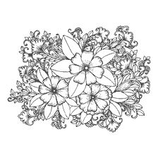 kleurplaat: Anti-stress kleuring met bloemen en krullen