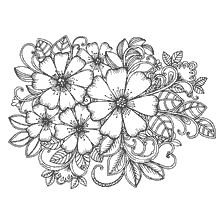 kleurplaat: Kleuren anti-stress met bloemen en bladeren