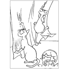 coloriage: Coloration avec des chats laids qui d&eacute;chirent des rideaux