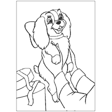 coloriage: Lady Coloring et Tramp: Puppy d'un cadeau