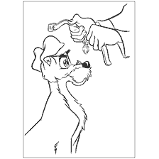 coloriage: Lady Coloring et Tramp: Collier pour Tramp